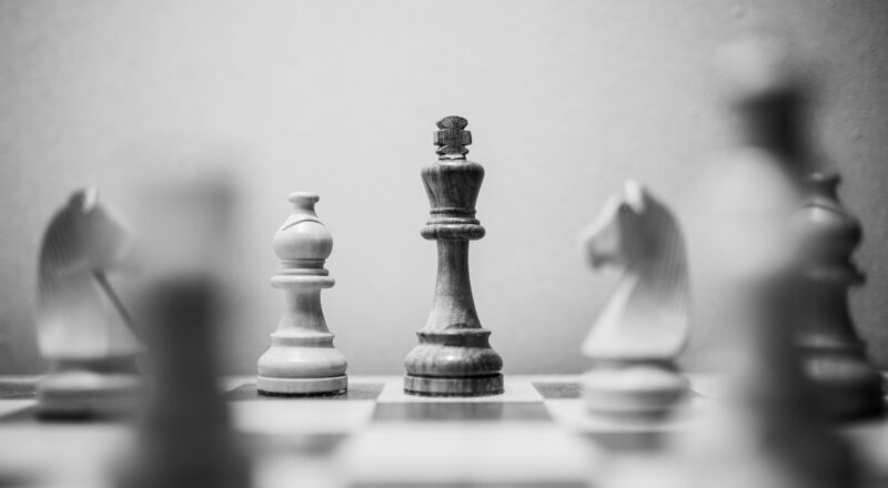 Close up of chess pieces