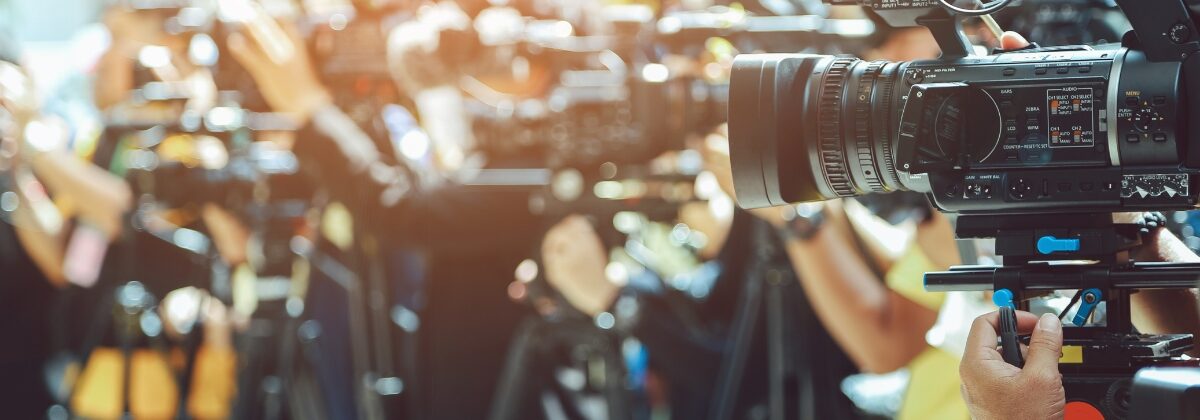 A group of PR cameras
