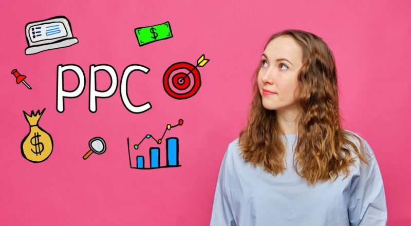 Woman looking at pay per click drawings