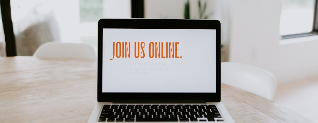 Image of computer with "join us online" text featured
