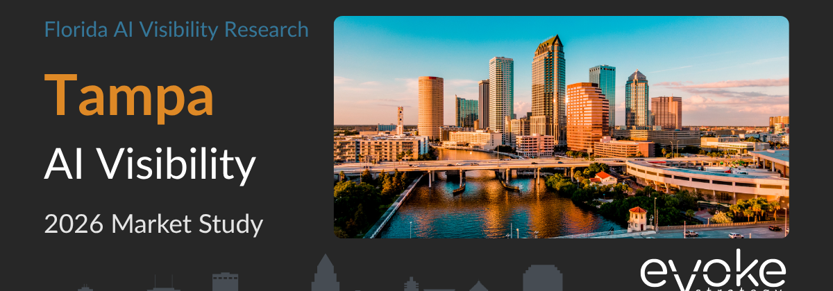 Tampa AI Visibility Research 2026 market study cover featuring the Tampa skyline and Evoke Strategy branding.