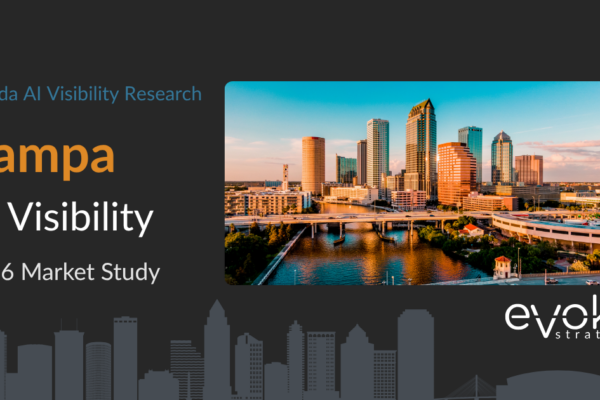 Tampa AI Visibility Research 2026 market study cover featuring the Tampa skyline and Evoke Strategy branding.