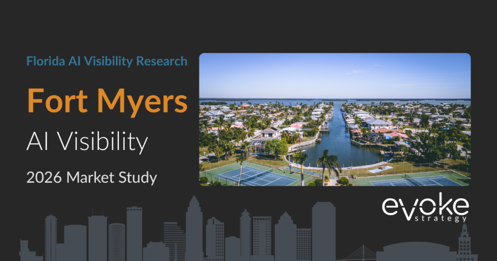 Fort Myers AI Visibility Research 2026 market study cover featuring the Fort Myers skyline and Evoke Strategy branding.