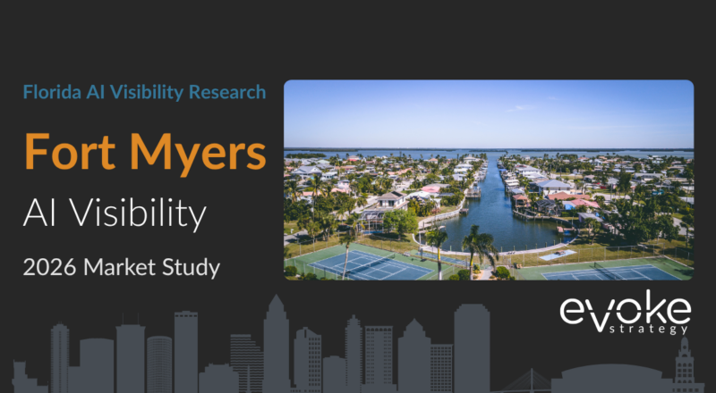 Fort Myers AI Visibility Research 2026 market study cover featuring the Fort Myers skyline and Evoke Strategy branding.