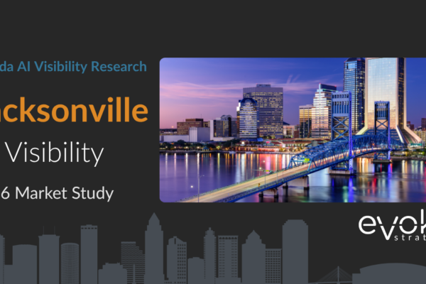 Jacksonville AI Visibility Research 2026 market study cover featuring the Jacksonville skyline and Evoke Strategy branding.
