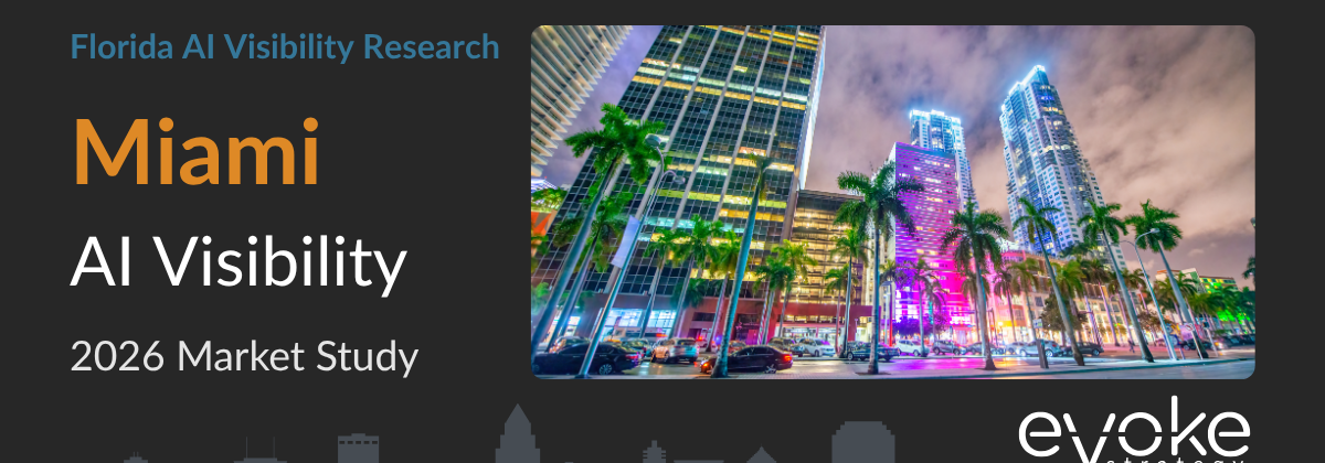 Miami AI Visibility Research 2026 market study cover featuring the Miami skyline and Evoke Strategy branding.