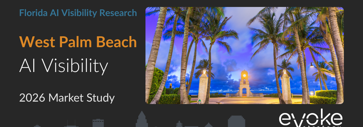 West Palm Beach AI Visibility Research 2026 market study cover featuring the West Palm Beach skyline and Evoke Strategy branding.